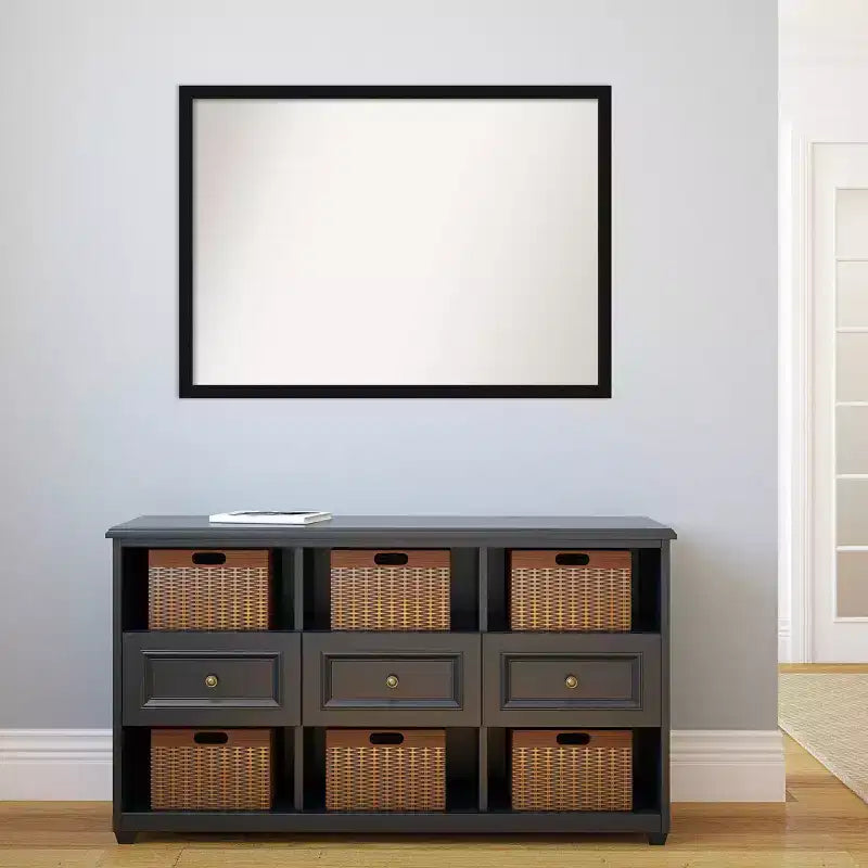 Miroir mural étroit noir Avon non biseauté de 40" x 29" - Amanti Art
