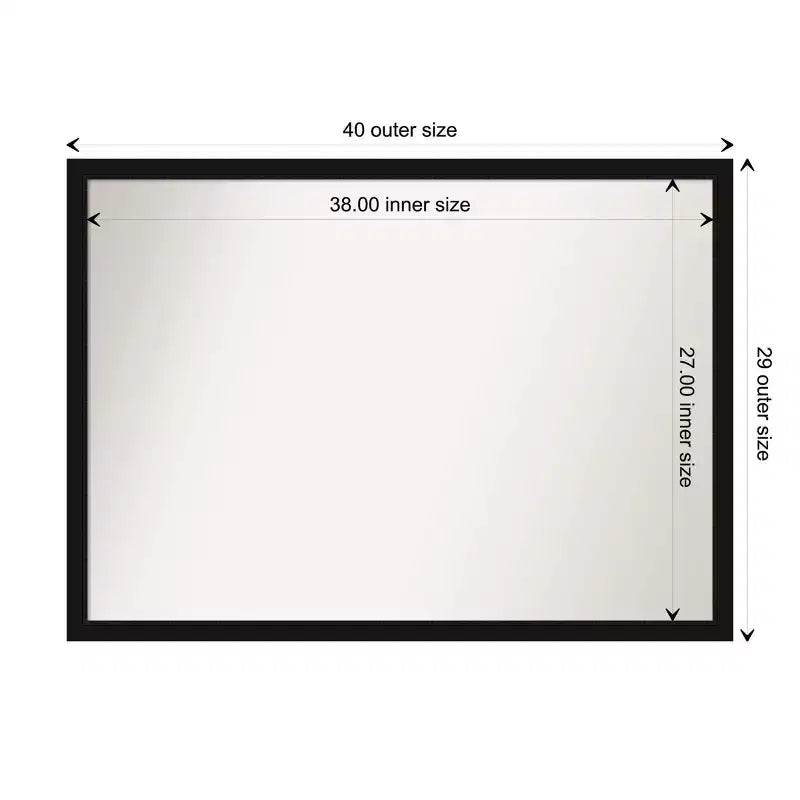 Miroir mural étroit noir Avon non biseauté de 40" x 29" - Amanti Art