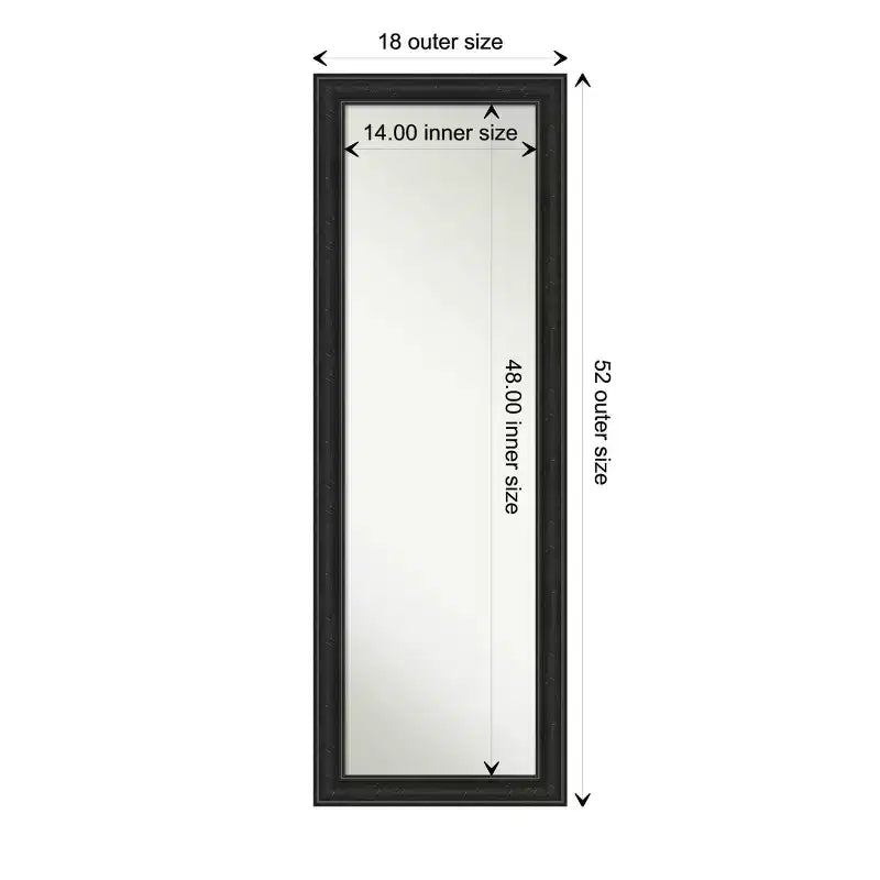 Miroir de porte étroit 45,7 cm x 132 cm, corps entier, noir aspect épave, non biseauté