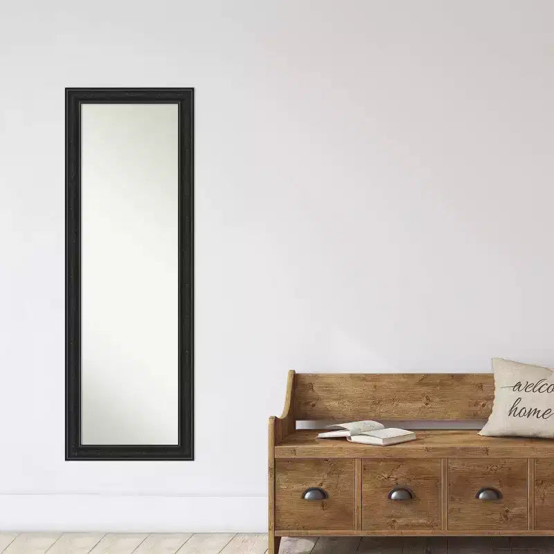 Miroir de porte étroit 45,7 cm x 132 cm, corps entier, noir aspect épave, non biseauté