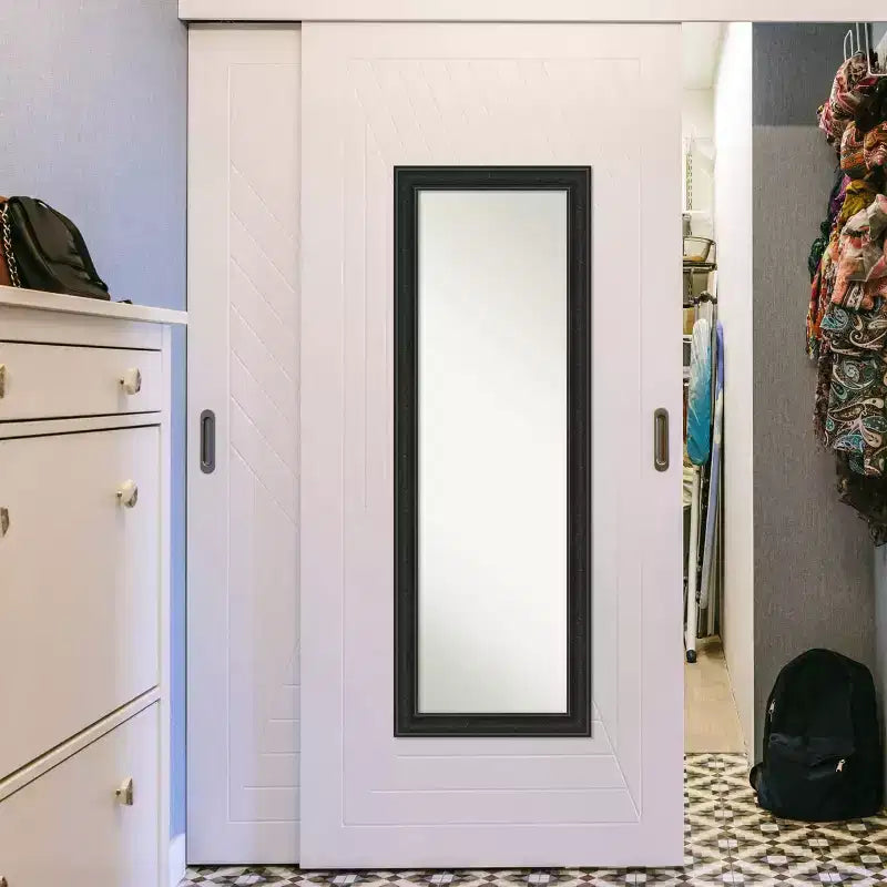 Miroir de porte étroit 45,7 cm x 132 cm, corps entier, noir aspect épave, non biseauté