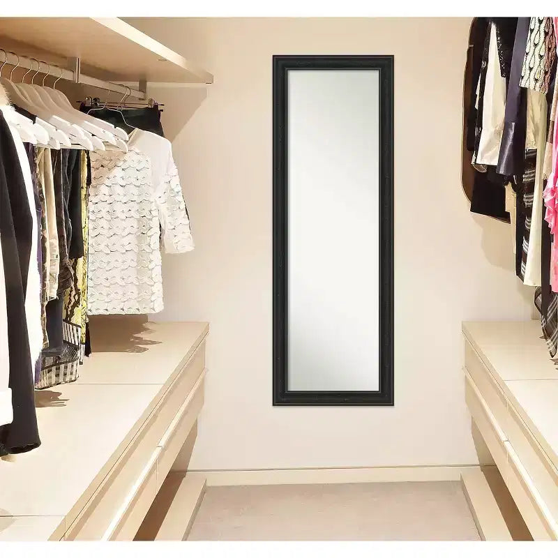 Miroir de porte étroit 45,7 cm x 132 cm, corps entier, noir aspect épave, non biseauté