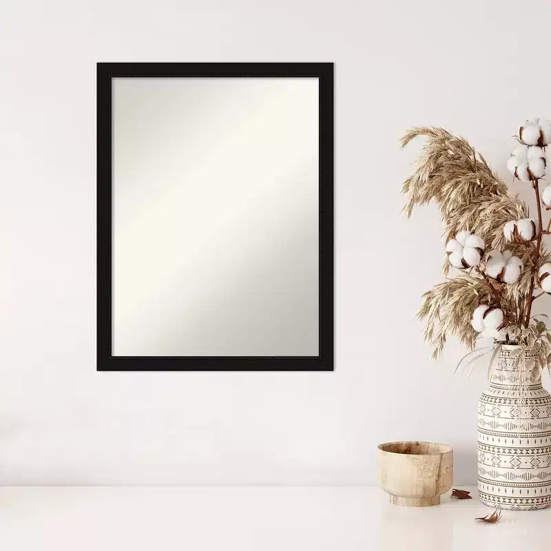 Miroir mural Avon noir étroit de 20 po x 26 po, sans biseau