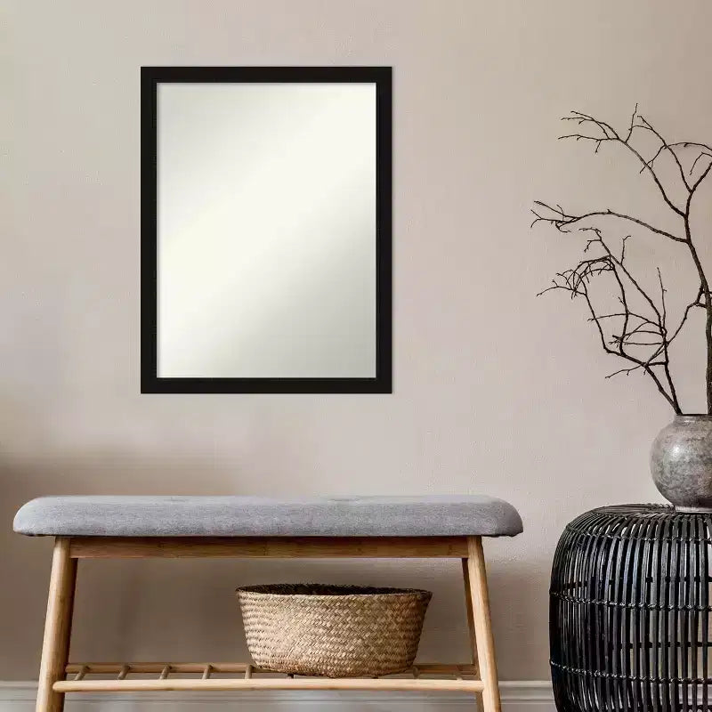 Miroir mural Avon noir étroit de 20 po x 26 po, sans biseau