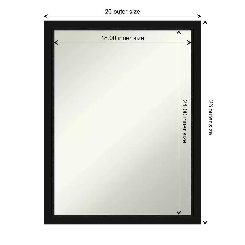 Miroir mural Avon noir étroit de 20 po x 26 po, sans biseau