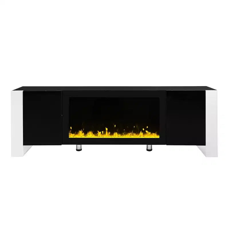 Meuble TV moderne pour téléviseurs jusqu'à 78 po avec foyer électrique décoratif et 2 armoires