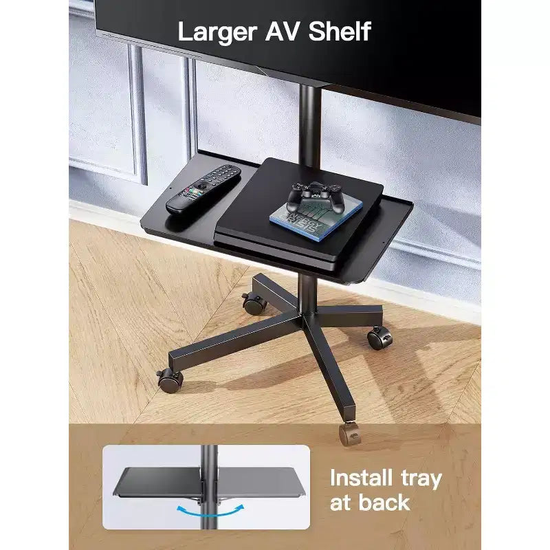 Meuble TV mobile avec roulettes pour téléviseurs LCD/LED/OLED 23-60 pouces, étagère réglable en hauteur, supporte jusqu'à 45 kg, VESA max 400x400 mm