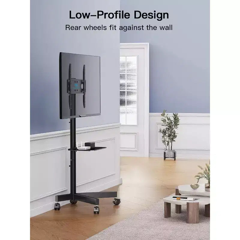 Meuble TV mobile avec roulettes pour téléviseurs LCD/LED/OLED 23-60 pouces, étagère réglable en hauteur, supporte jusqu'à 45 kg, VESA max 400x400 mm