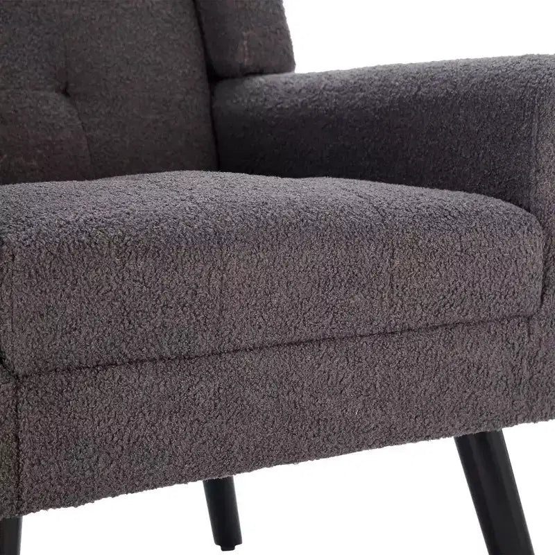 Fauteuil d'appoint moderne capitonné pour salon, fauteuil rembourré doux avec pieds en bois noir, ergonomique pour chambre à coucher