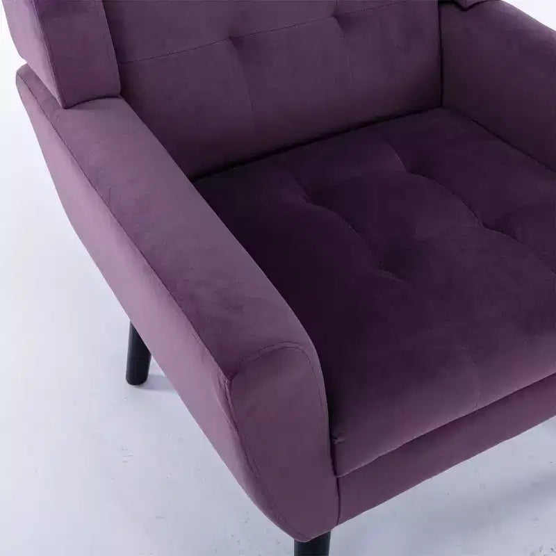 Fauteuil d'appoint moderne capitonné pour salon, fauteuil rembourré doux avec pieds en bois noir, ergonomique pour chambre à coucher