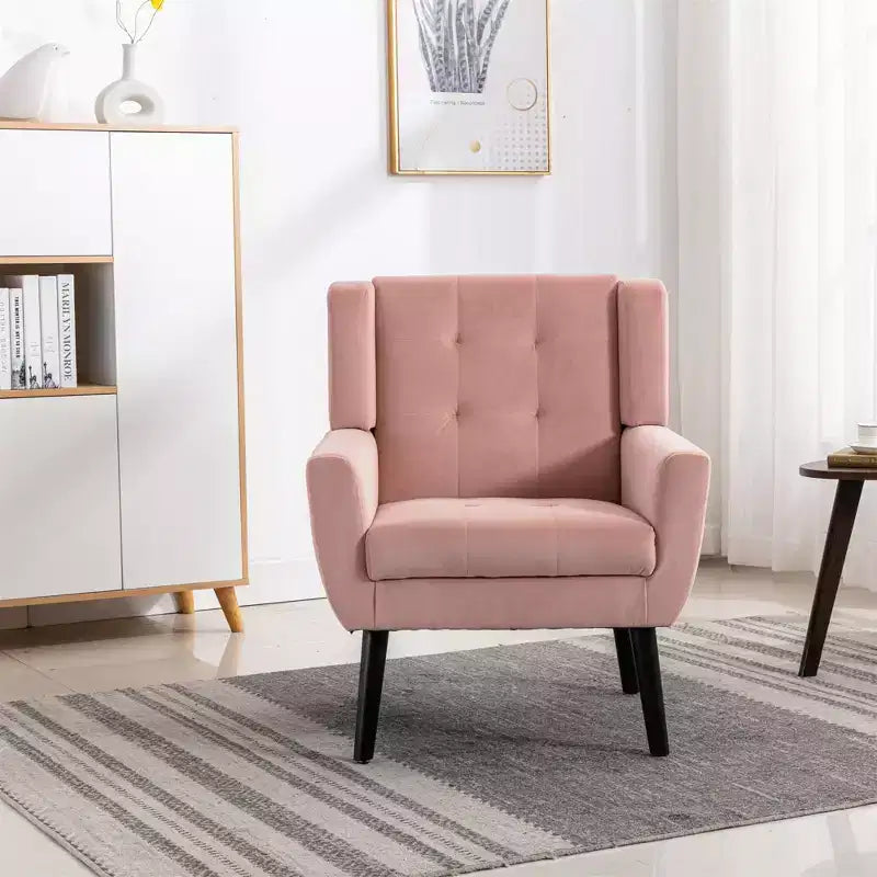 Fauteuil d'appoint moderne capitonné pour salon, fauteuil rembourré doux avec pieds en bois noir, ergonomique pour chambre à coucher