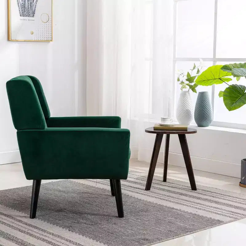 Fauteuil d'appoint moderne capitonné pour salon, fauteuil rembourré doux avec pieds en bois noir, ergonomique pour chambre à coucher