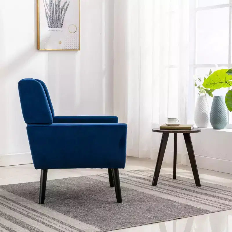 Fauteuil d'appoint moderne capitonné pour salon, fauteuil rembourré doux avec pieds en bois noir, ergonomique pour chambre à coucher