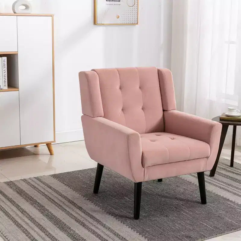 Fauteuil d'appoint moderne capitonné pour salon, fauteuil rembourré doux avec pieds en bois noir, ergonomique pour chambre à coucher