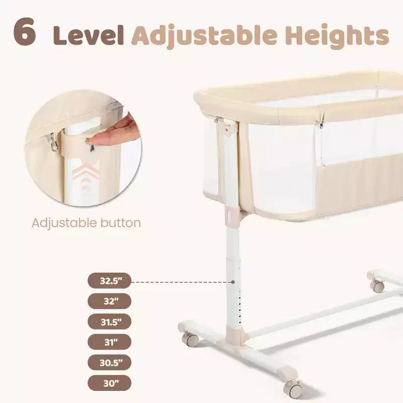 Moïse bébé sur roulettes, Lit de chevet portable pour nouveau-né, Berceau pour nourrisson entièrement en maille avec matelas souple amovible