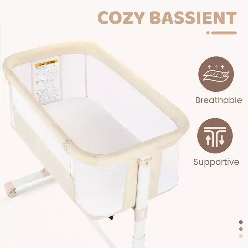 Moïse bébé sur roulettes, Lit de chevet portable pour nouveau-né, Berceau pour nourrisson entièrement en maille avec matelas souple amovible