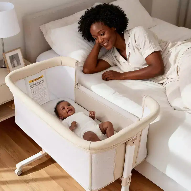 Moïse bébé sur roulettes, Lit de chevet portable pour nouveau-né, Berceau pour nourrisson entièrement en maille avec matelas souple amovible