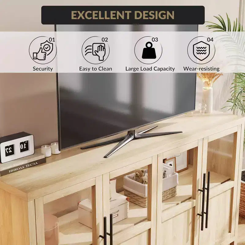 55.12 Grand Buffet avec Rangement, Buffet avec Portes Vitrées