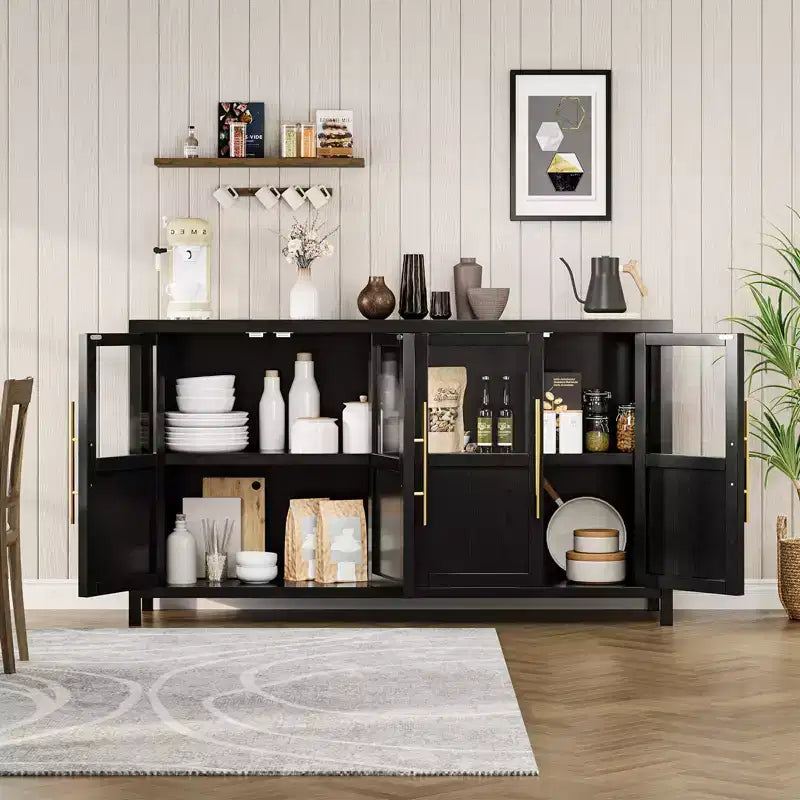 55.12 Grand Buffet avec Rangement, Buffet avec Portes Vitrées