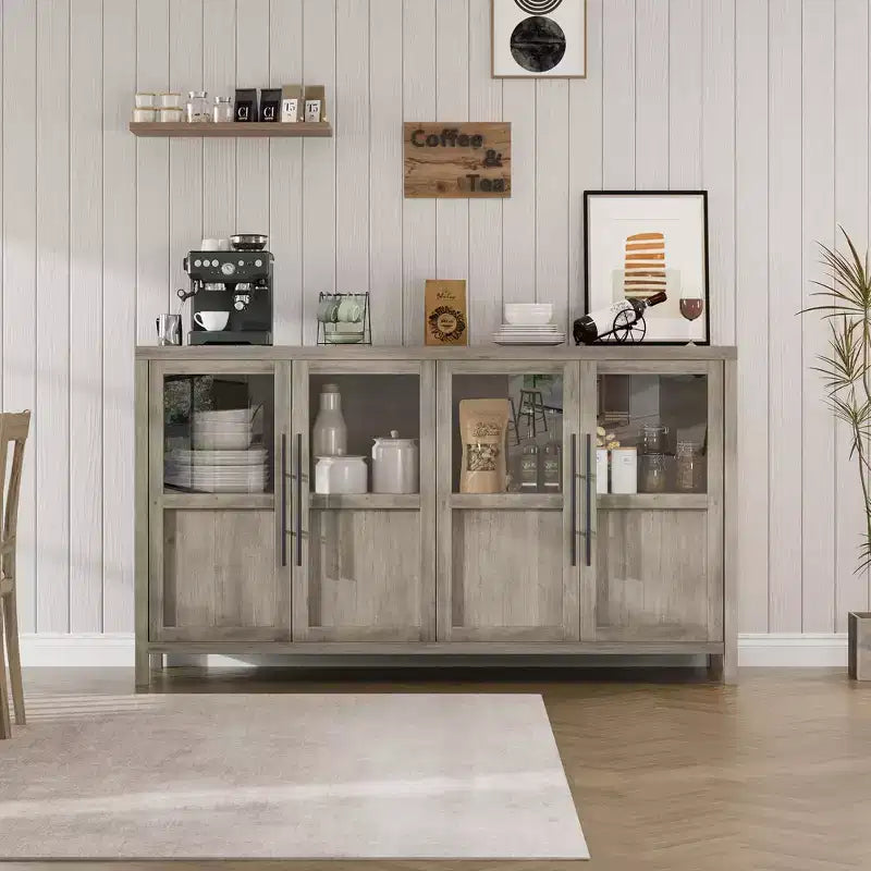 55.12 Grand Buffet avec Rangement, Buffet avec Portes Vitrées