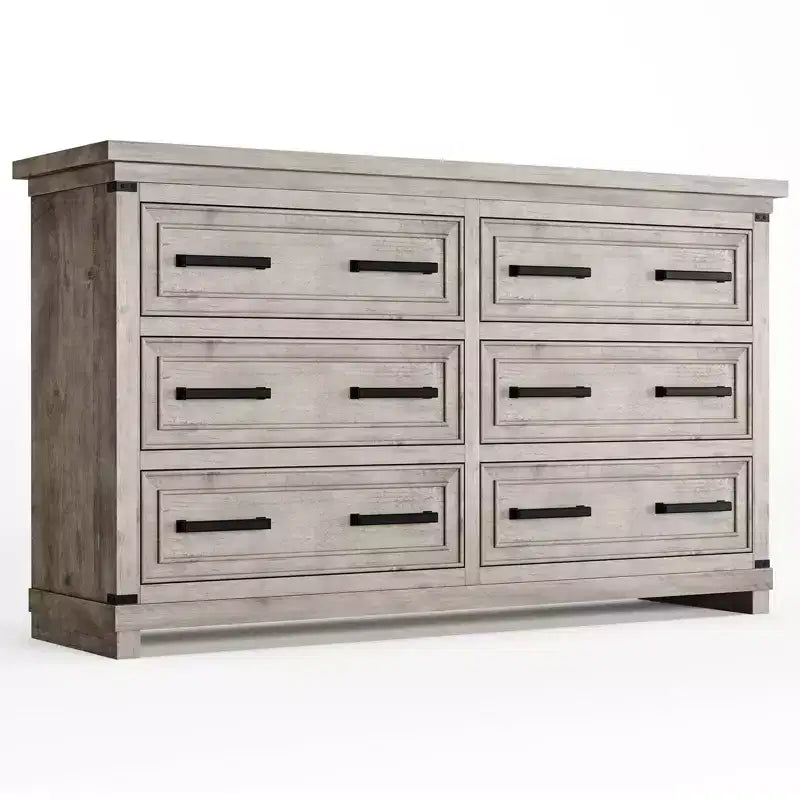 Commode Vintage 55, Organisateurs de Commode avec 6 Tiroirs et Poignées pour Salon, Chambre, Couloir, Texture Naturelle Design