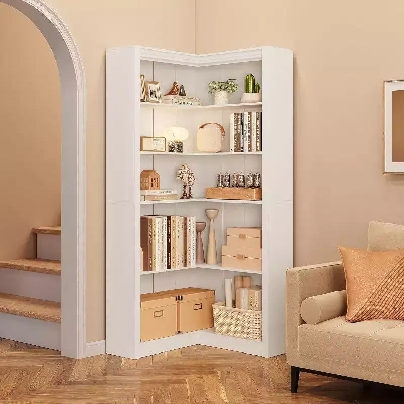 Étagère d'angle, Bibliothèque d'angle de ferme 182,4 cm, Bibliothèque en forme de L grande, Étagère de présentation à 5 niveaux Bibliothèques robustes pour la maison
