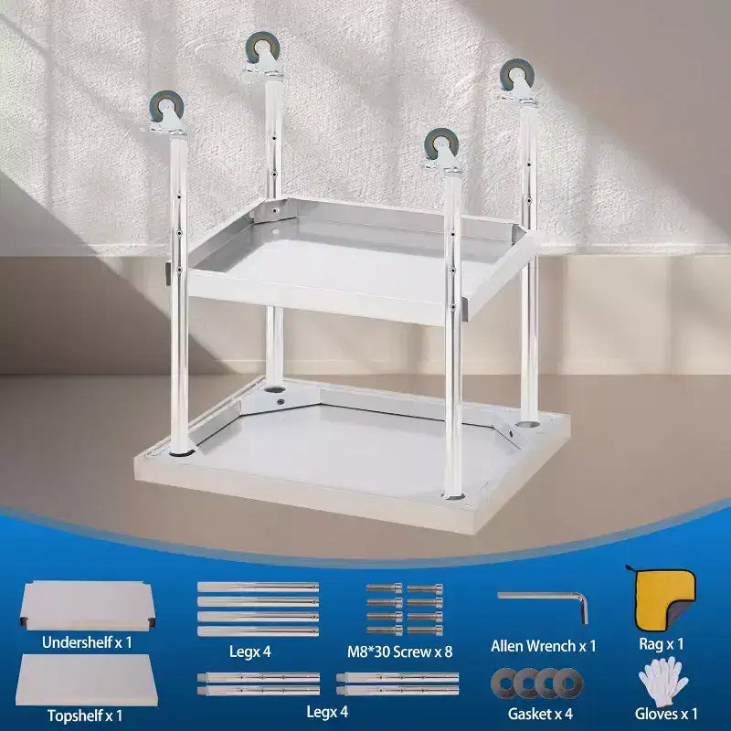 Table de travail en acier inoxydable (avec roues verrouillables), table de préparation utilitaire en métal à 2 niveaux avec étagère inférieure réglable pour cuisine de restaurant