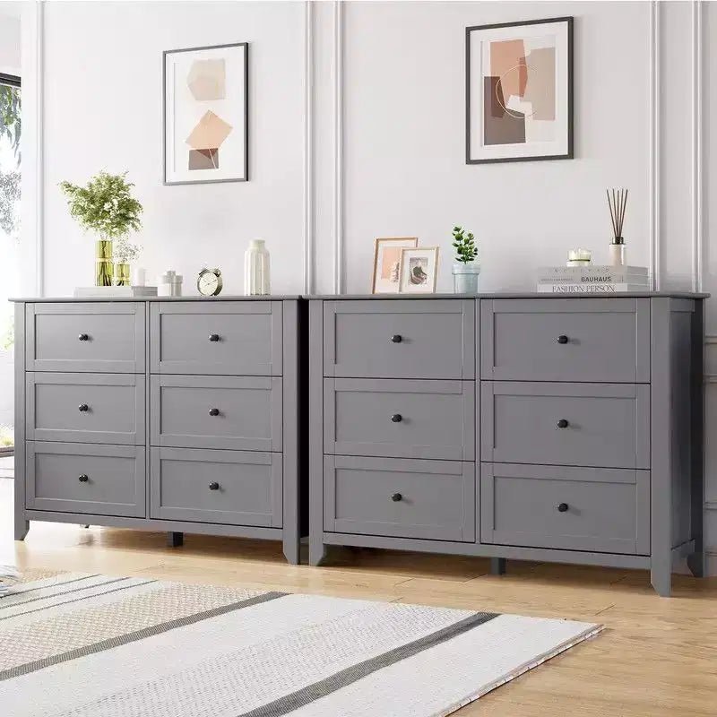 Commode de chambre, commode à 6 tiroirs pour TV de 48 pouces, meuble TV moderne en bois pour salon, rangement de placard, entrée, couloir