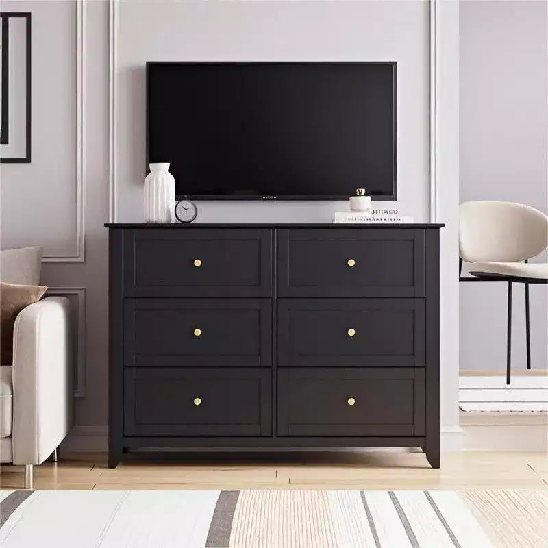 Commode de chambre, commode à 6 tiroirs pour TV de 48 pouces, meuble TV moderne en bois pour salon, rangement de placard, entrée, couloir