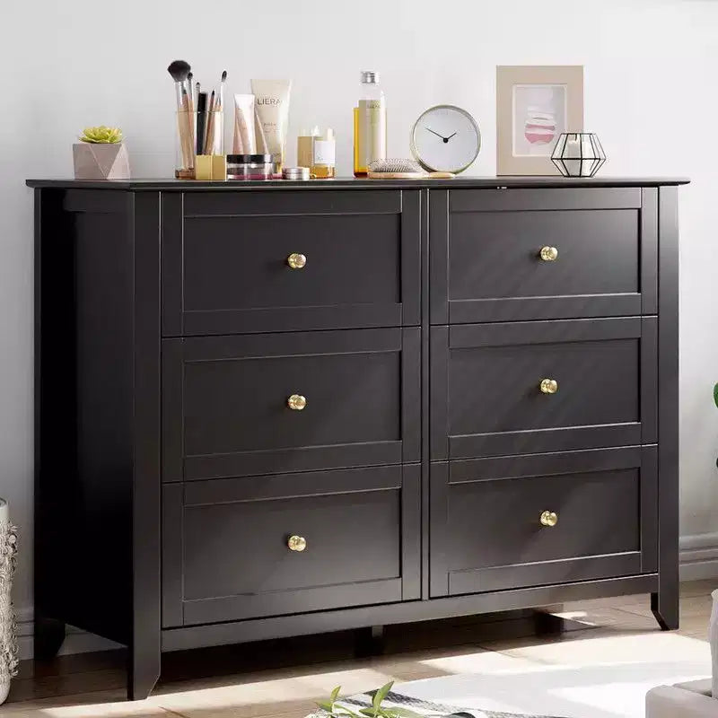 Coolmee Dresser for Bedroom, 6 Chest of Drawer Dresser for 48 inch TV, Modern Wood TV Stand for Living Room, Closet Storage, Entryway, Hallway