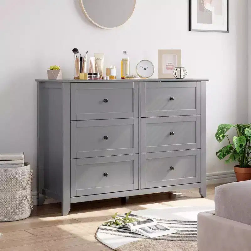 Commode de chambre, commode à 6 tiroirs pour TV de 48 pouces, meuble TV moderne en bois pour salon, rangement de placard, entrée, couloir