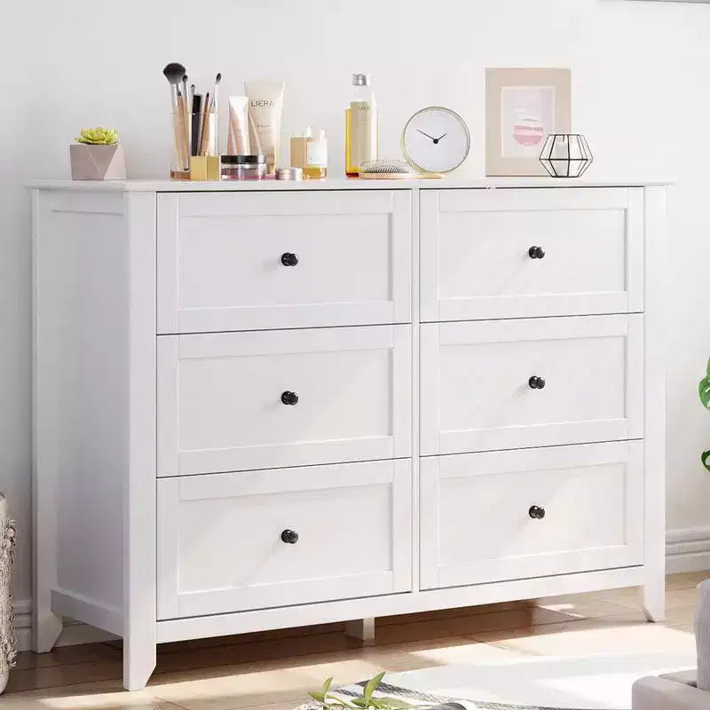 Commode de chambre, commode à 6 tiroirs pour TV de 48 pouces, meuble TV moderne en bois pour salon, rangement de placard, entrée, couloir