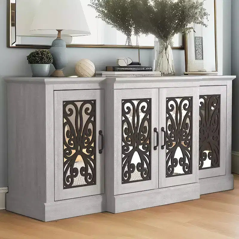 Buffet accent 4 portes larges – Chêne gris poussiéreux