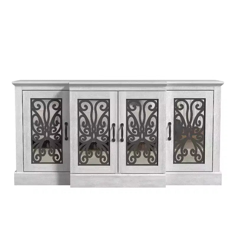 Buffet accent 4 portes larges – Chêne gris poussiéreux