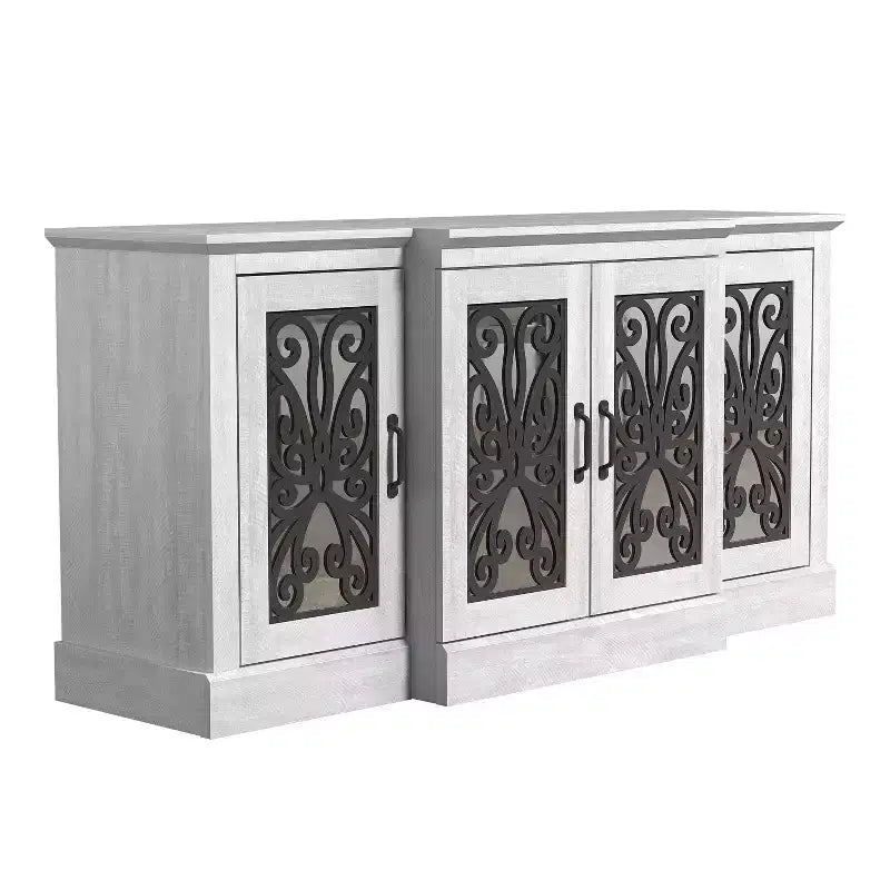 Buffet accent 4 portes larges – Chêne gris poussiéreux