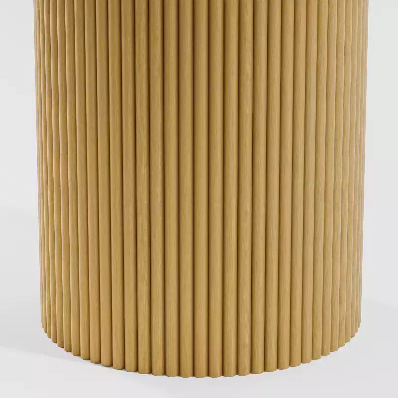 Table de salle à manger ronde en bois massif de 60" - Table de cuisine pour 6-8 personnes avec plateau et pieds cylindriques concaves pour salon/salle à manger/bureau - Naturel