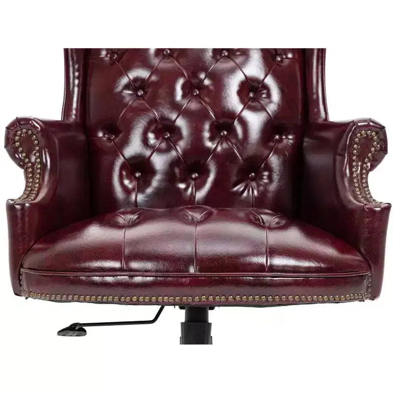 Fauteuil de bureau de direction avec base couleur bois, chaise confortable avec dossier et accoudoirs rembourrés, chaise croisée pour bureau, étude