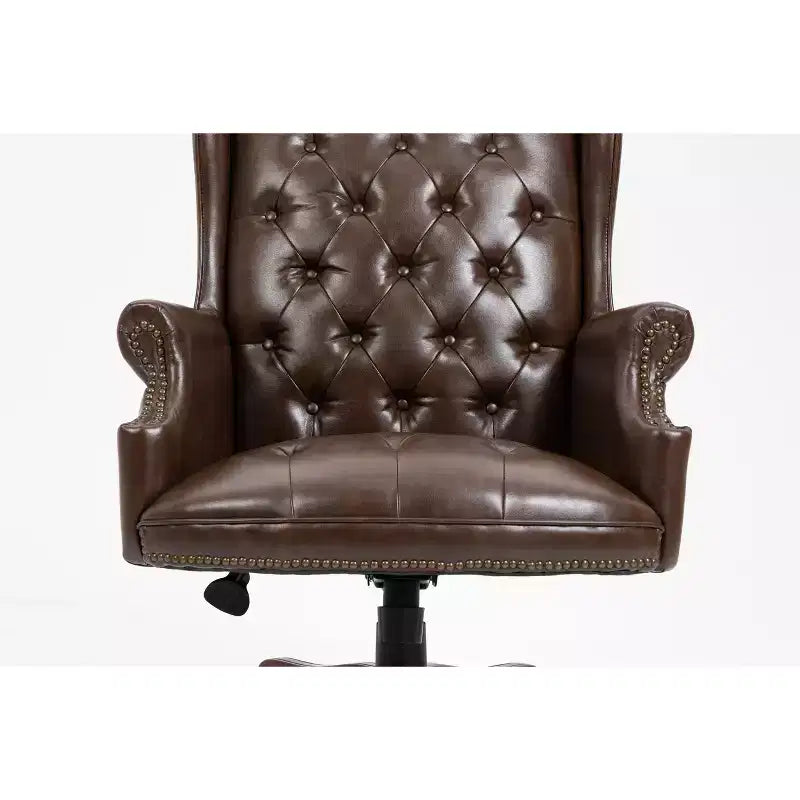 Fauteuil de bureau de direction avec base couleur bois, chaise confortable avec dossier et accoudoirs rembourrés, chaise croisée pour bureau, étude