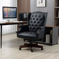 Okak Executive Office Chair with Wood Color Base, Comfy Chair with Padding Back and Armrest, Criss Cross Chair for Office, Study