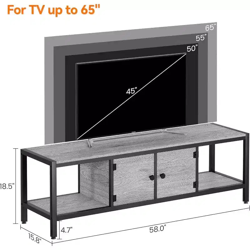 Meuble TV de ferme moderne pour salon avec étagères de rangement, console de centre de divertissement pour chambre à coucher