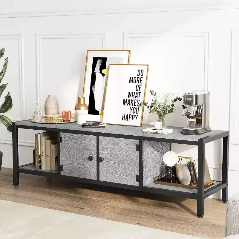 Meuble TV de ferme moderne pour salon avec étagères de rangement, console de centre de divertissement pour chambre à coucher