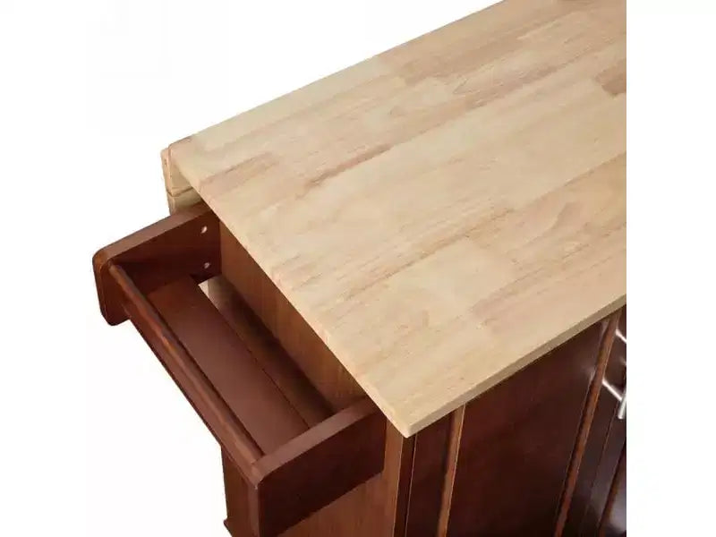 Dessert mobile de cuisine avec comptoir rabattable, desserte de cuisine roulante avec 3 tiroirs, meuble de rangement, marron