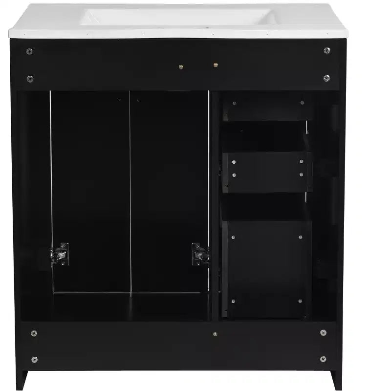 Meuble-lavabo de salle de bain de 30 po avec évier, meuble de rangement de salle de bain avec tiroirs, meuble-lavabo simple avec portes à fermeture douce