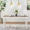 Table à manger rectangulaire style moderne campagnard blanc/noyer