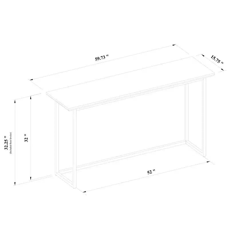 Console en matériaux mélangés marron pour entrée, 60 po de large
