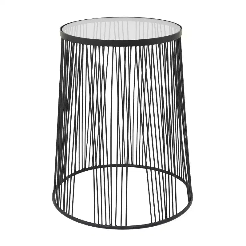 Table d'appoint en métal contemporain noir - Olivia May