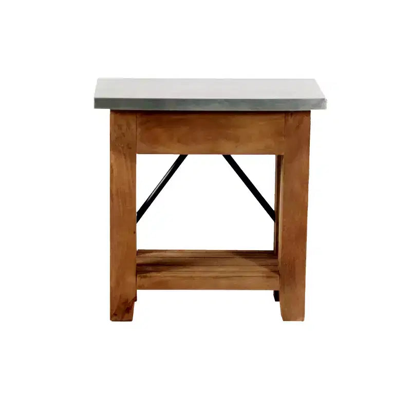 Table d'appoint en menuiserie avec étagère : Style industriel moderne, cadre en bois massif