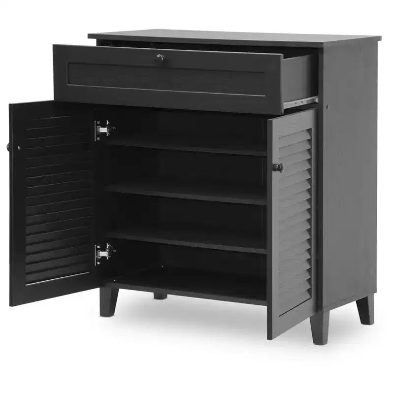 Meuble de rangement - Expresso - Baxton Studio : Organisateur moderne avec 4 étagères et un tiroir