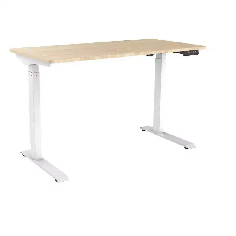 Bureau assis-debout à hauteur réglable avec moteur simple, plateau de 4 pieds, blanc, poste de travail pour ordinateur portable