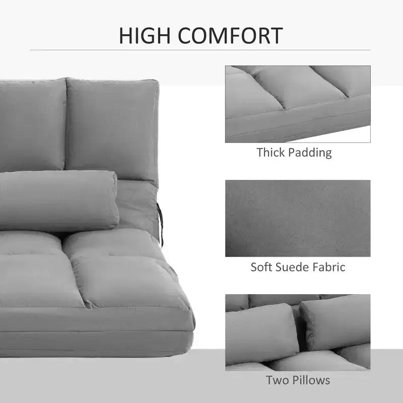 Fauteuil-lit convertible, Canapé-lit pliant, Chaise longue d'appoint avec 2 oreillers, Dossier et appuie-tête réglables